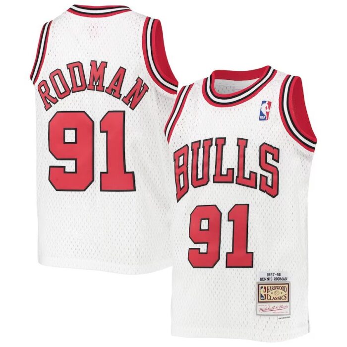 Chicago Bulls Dennis Rodman Mitchell & Ness White Shirt