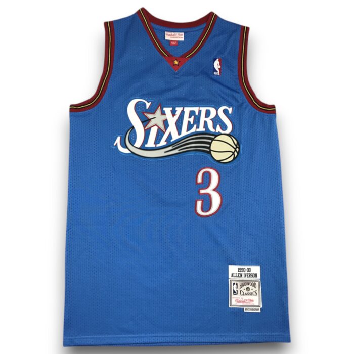 Philadelphia 76ers Allen Iverson Mitchell & Ness Shirt Blue - Image 2